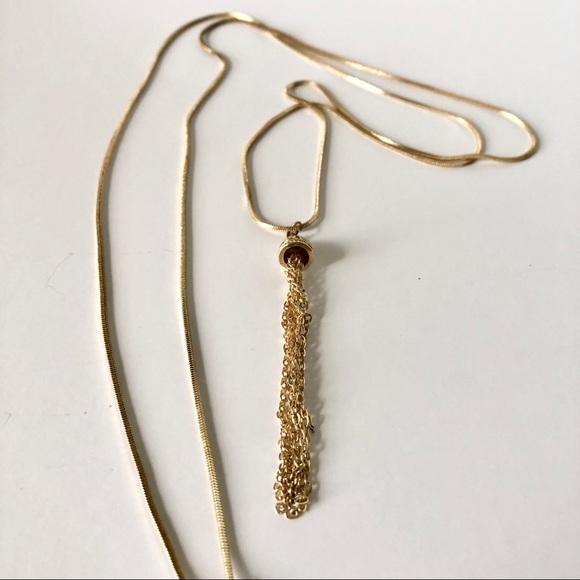 Jewelry - Gold Tone Tassel Long Necklace